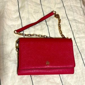 Tory Burch Emerson Chain Wallet Red